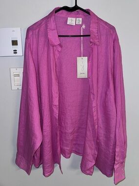Joie Pink Button-Down Linen Shirt